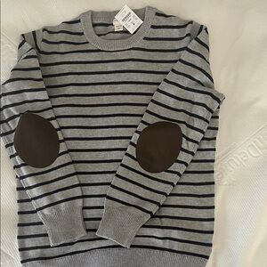 Crewcuts Gray and Black Striped Crewneck Sweater